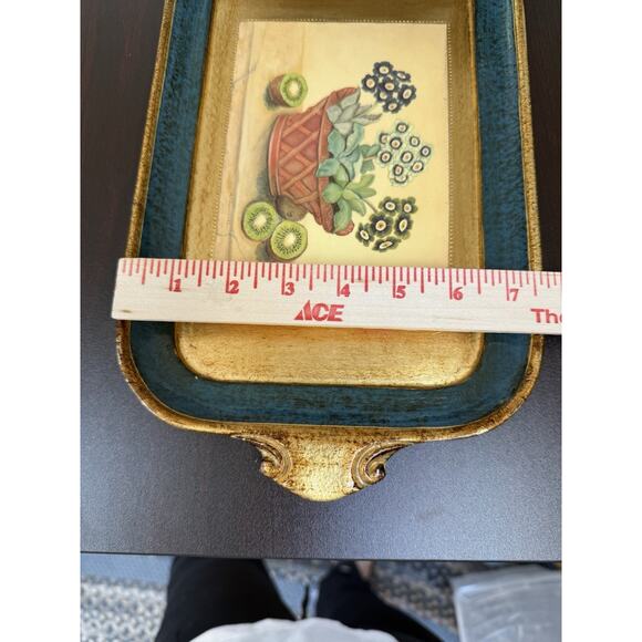 Vietri Made‎ In Italy Wood Lacquer Gold Botanical Florentine Tray - Picture 9 of 10
